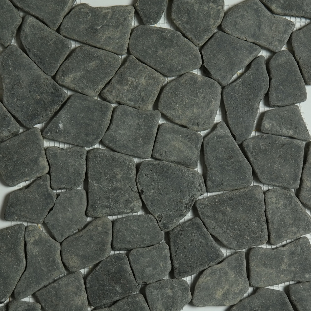 Black Flat Stone Pebble Mosaic Tile