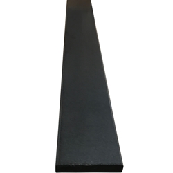 Close-up view of 4 x 36 Saddle Threshold Honed Absolute Black Granite Stone Matte Finish shows the top surface finish and bevel on both long edges