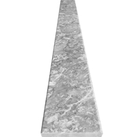 Close-up view of 6 x 60 Saddle Threshold Light Grey Marble Stone shows the top surface finish and bevel on both long edges
