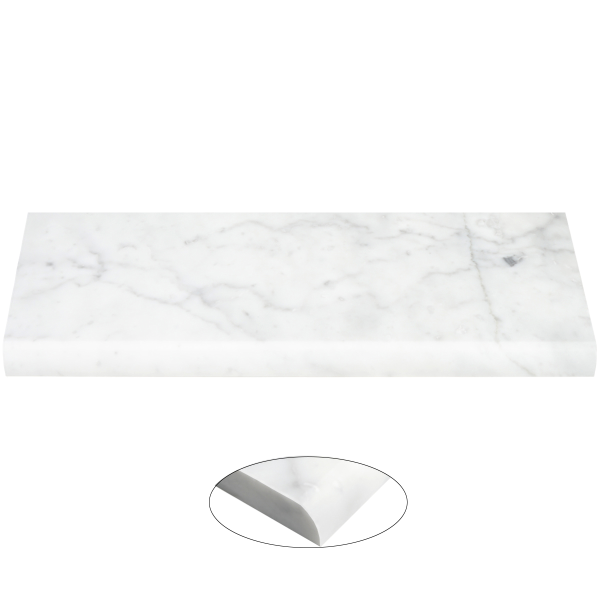 Window Sill | Carrara Marble Polished Stone Bullnose Edge